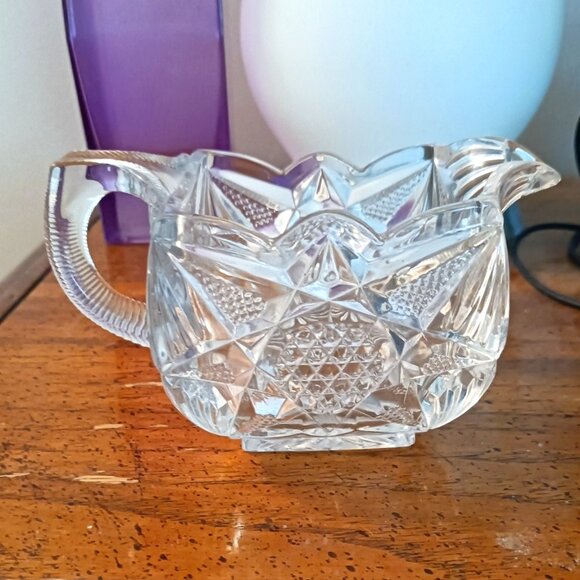 Riverside Glassworks Other - Vintage EAPG Riverside Glassworks Square Glass Creamer CROESUS Pattern